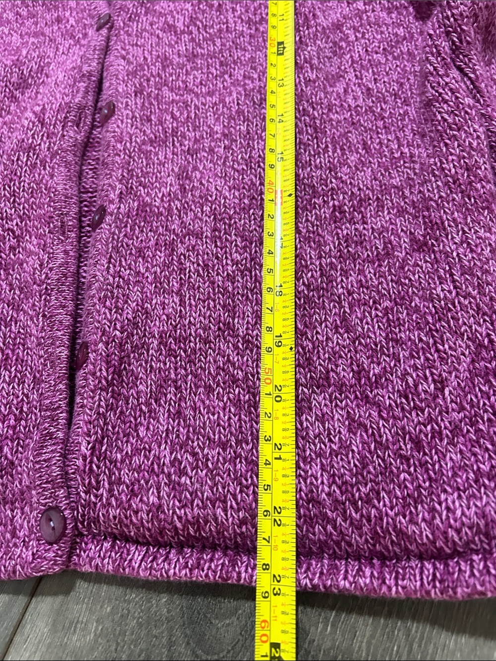L.L. Bean Women's Raspberry Marled Button-Front Cardigan - Picture 4 of 6